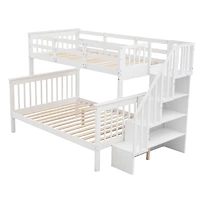 Streamdale Twin-Over-Full Bunk Bed with Storage and Guardrails