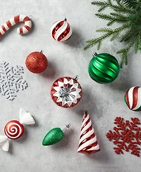 Glitzhome 160ct Christmas Whimsical Red Green Deluxe Boxed Shatterproof Ornaments