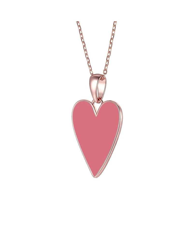 GiGiGirl Children's 14k Gold Plated with Rich Magenta Enamel Elongated Heart Pendant Necklace