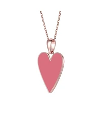 GiGiGirl Children's 14k Gold Plated with Rich Magenta Enamel Elongated Heart Pendant Necklace