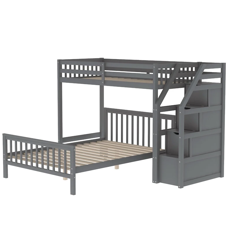 Streamdale Twin Over Full Loft Bed With Staircase