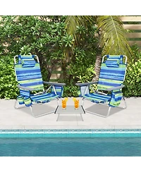 Slickblue 2 Packs 5-Position Outdoor Folding Backpack Beach Table Chair Reclining Set