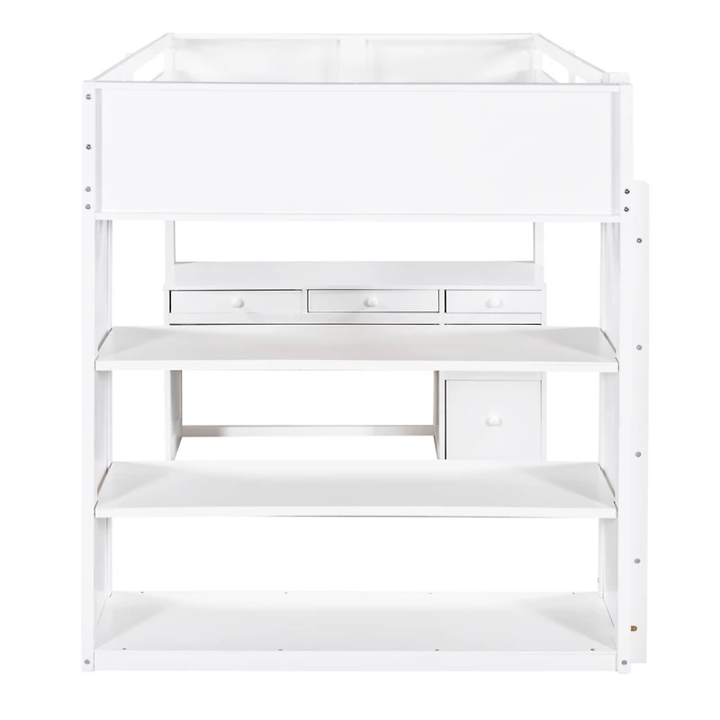 Streamdale Full Loft Bed With Ladder, Shelves, And Desk