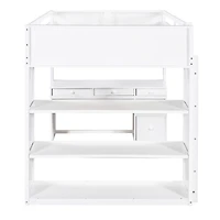 Streamdale Full Loft Bed With Ladder, Shelves, And Desk