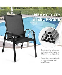 Gymax Set of 2 Patio Chairs Dining w/ Steel Frame Yard Outdoor Beige