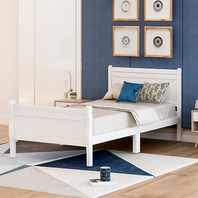 Streamdale Twin Platform Wood Sleigh Bed Frame with Headboard