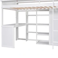 Streamdale Wood Twin Loft Bed With Multiple Storage Shelves And Wardrobe