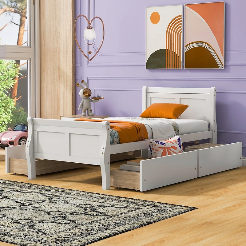 Streamdale Twin Wood Platform Bed with Drawers