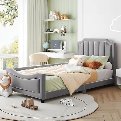 Streamdale Gray Striped Upholstered Twin Daybed