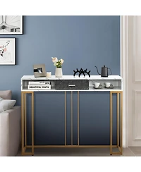 Slickblue Narrow Long Sofa Table for Living Room-White