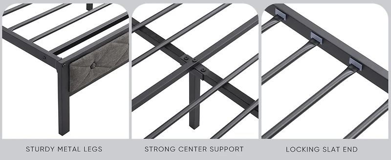 Storage Headboard Bed Frame with Led Lights