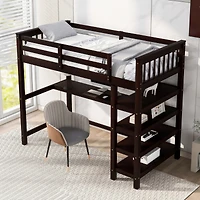 Streamdale Twin Loft Bed With Storage Shelves And Under-Bed Desk