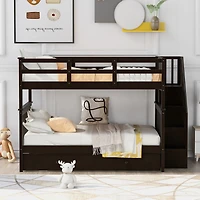Stairway Full-Over-Full Bunk Bed w/ Trundle & Storage