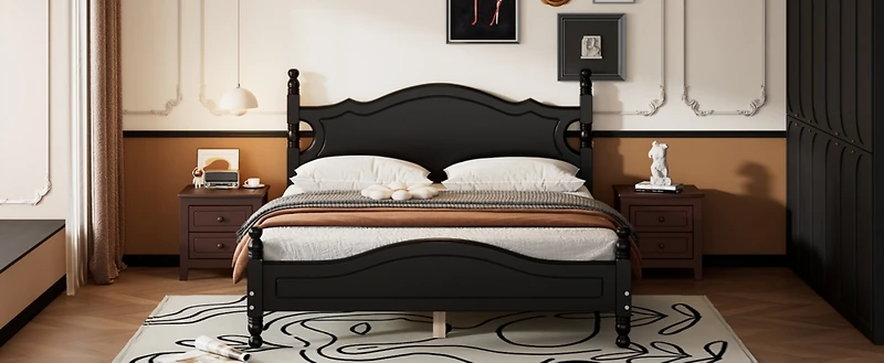 Streamdale Queen Retro Platform Bed with Slat Support
