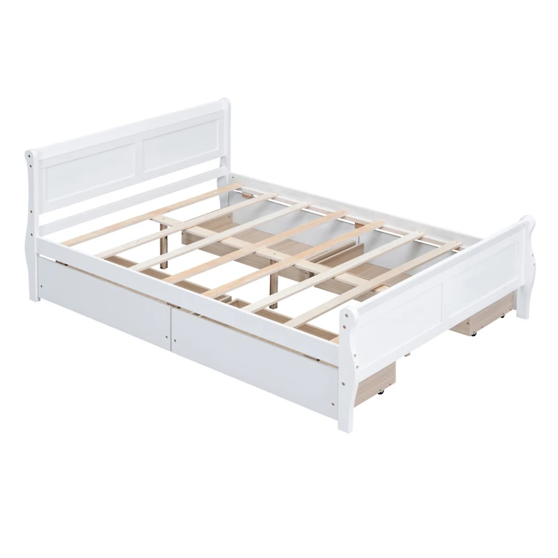 Streamdale Wooden Platform Bed with 4 Drawers & Headboard