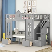 Streamdale Twin-Over-Twin Bunk Bed with Convertible Desk and Changer