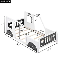 Streamdale Twin Classic Car-Shaped Platform Bed With Wheels
