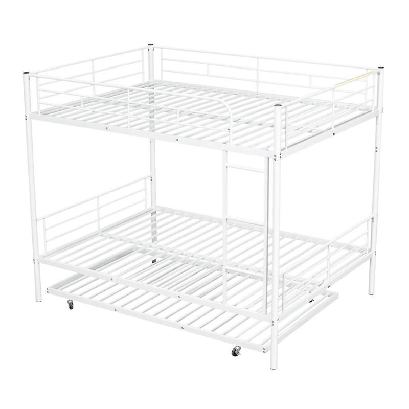Streamdale Full Over Metal Bunk Bed With Trundle, Silver