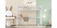 Streamdale Twin Metal Loft Bed With Desk And Metal Grid