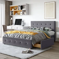 Streamdale Linen Platform Bed with Drawers