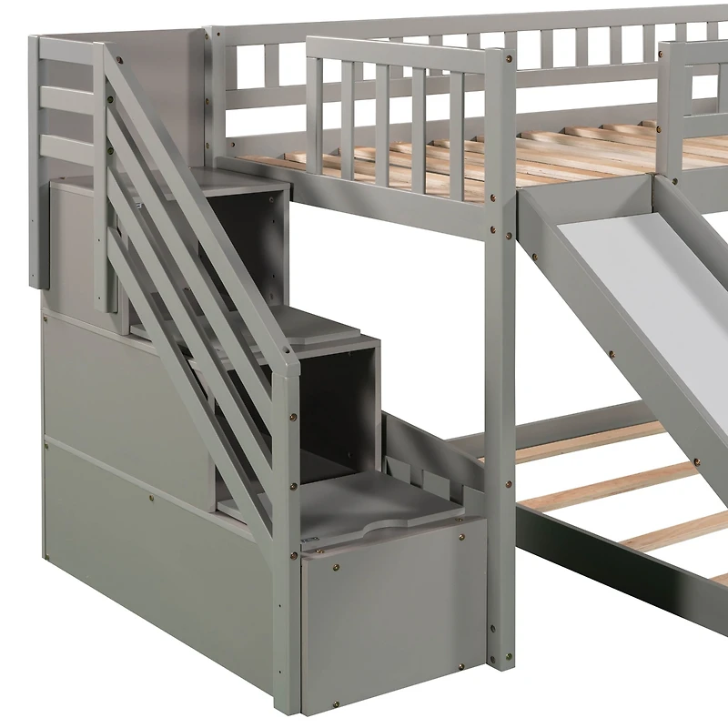 Streamdale Stairway Twin Over Twin Bunk Bed With Two Drawers And Slide