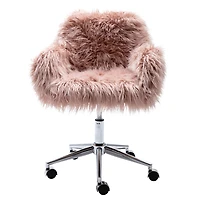 Simplie Fun Modern Faux Fur Home Office Chair, Fluffy Chair For Girls, Makeup Vanity Chair