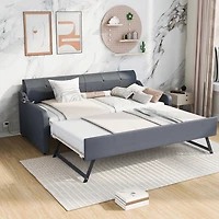 Streamdale Twin Upholstery Daybed with Trundle and Usb Charging