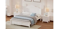 Streamdale White Retro Platform Bed with Wood Slats