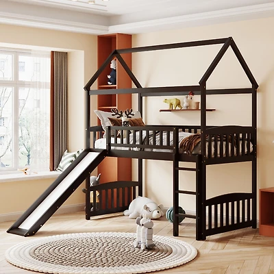 Streamdale Twin Loft Bed With Slide, House Slide