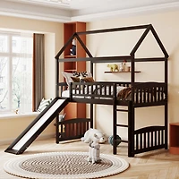 Streamdale Twin Loft Bed With Slide, House Slide