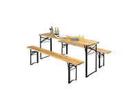 Slickblue 3 Pieces Folding Wooden Picnic Table Bench Set