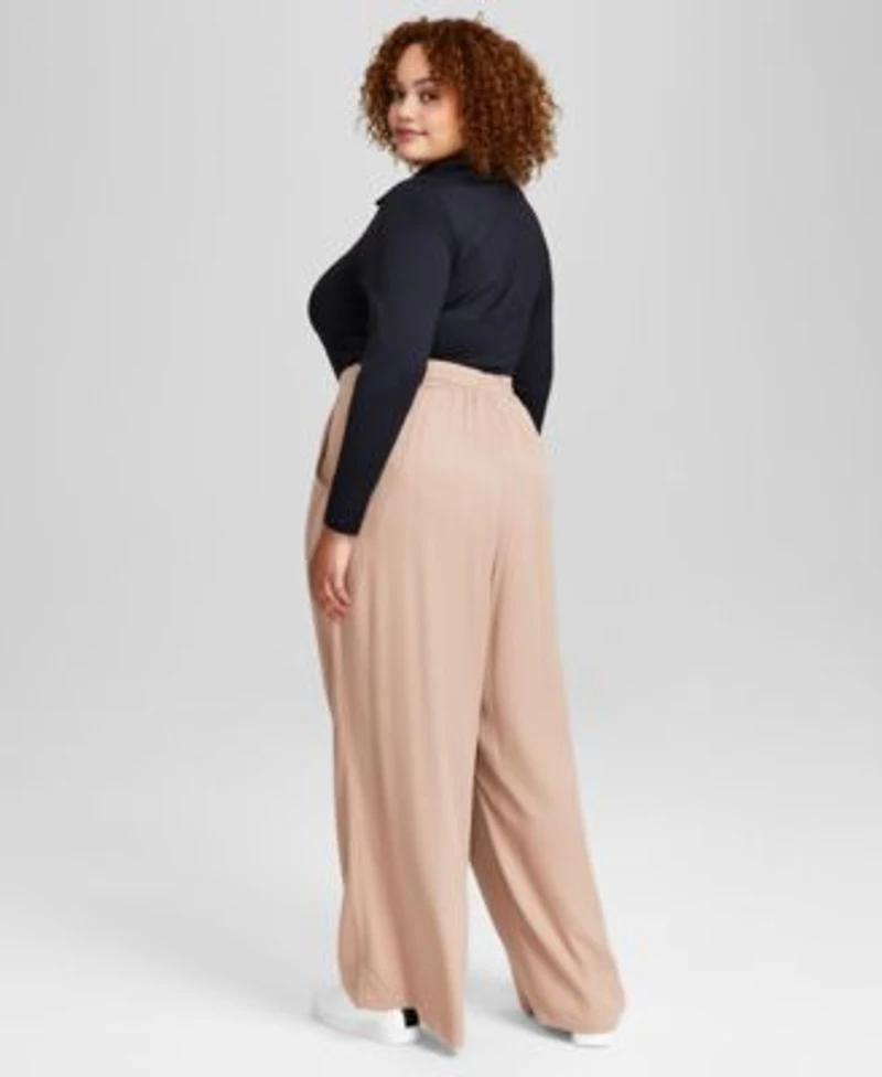 Now This Trendy Plus Size Venus Long Sleeve Top Easy Wide Leg Trousers Created For Macys
