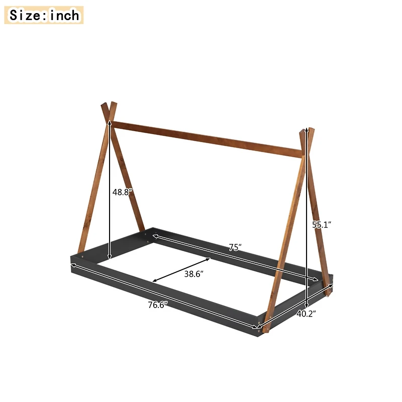 Streamdale Twin Size Tent Floor Bed With Triangle Structure