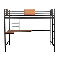 Streamdale Twin Metal Loft Bed With Desk And Shelve