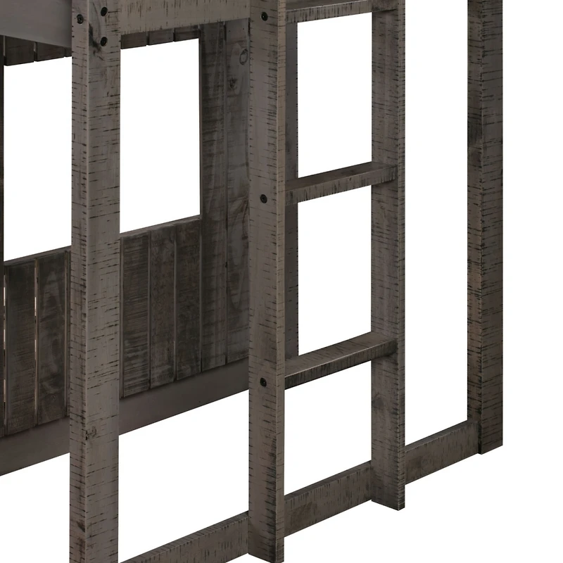 Streamdale Furniture Wooden Twin Over Full Bunk Bed, Loft Bed With Playhouse, Farmhouse, Ladder And Guardrails