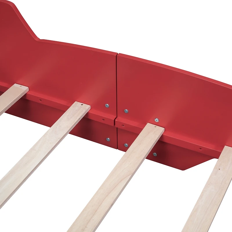 Streamdale Twin Race Car-Shaped Platform Bed With Wheels, Red