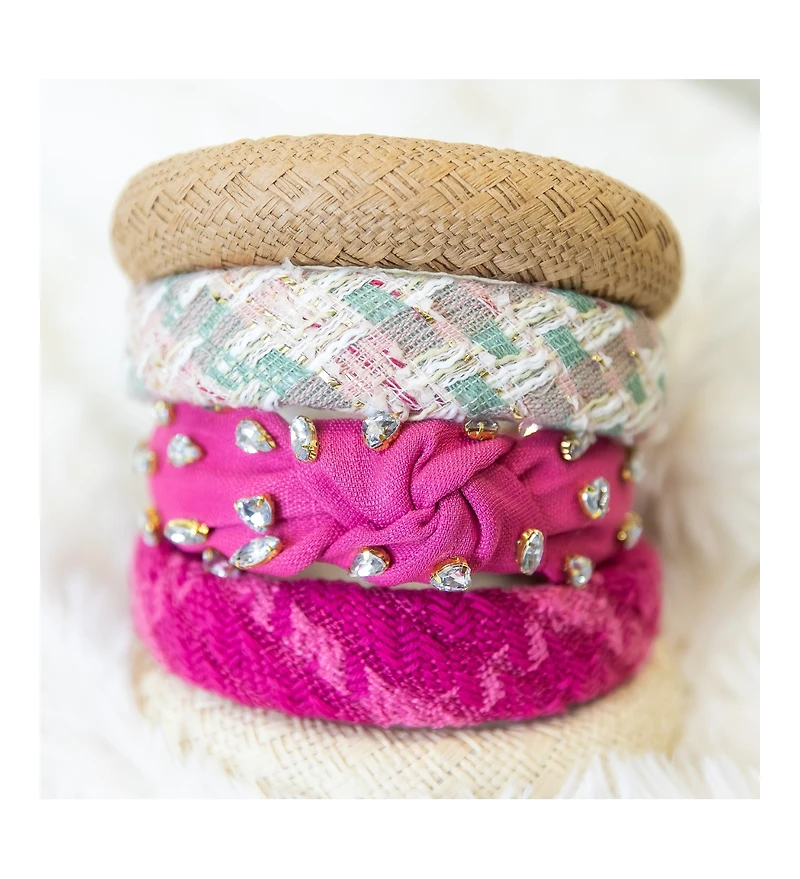 Women s Traditional Woven Headband - Hot Pink Gem