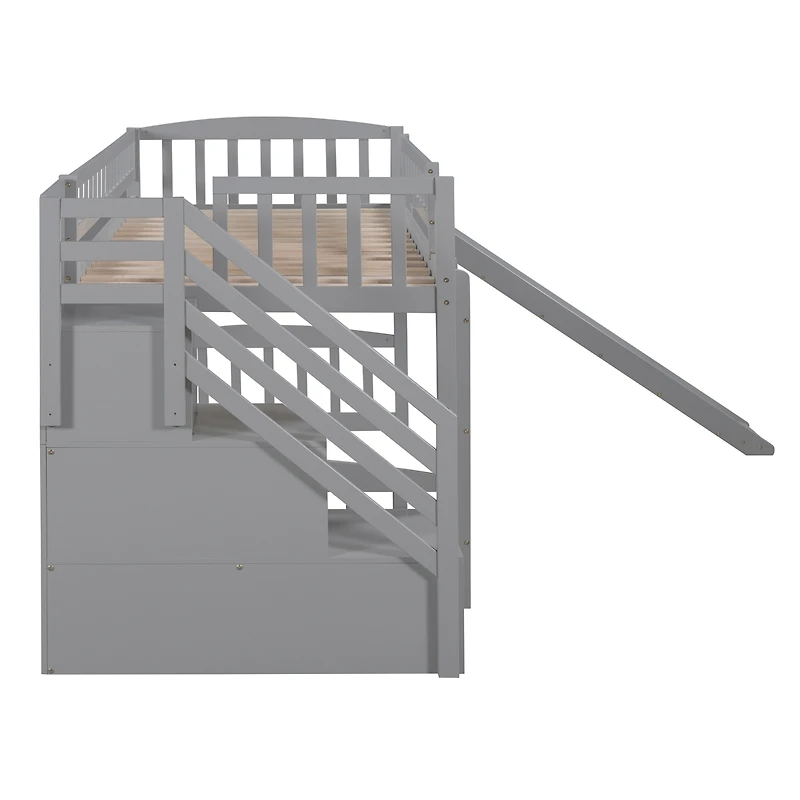Streamdale Stairway Twin Loft Bed With Two Drawers And Slide