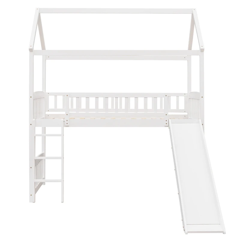 Streamdale Twin Loft Bed With Slide, House Slide