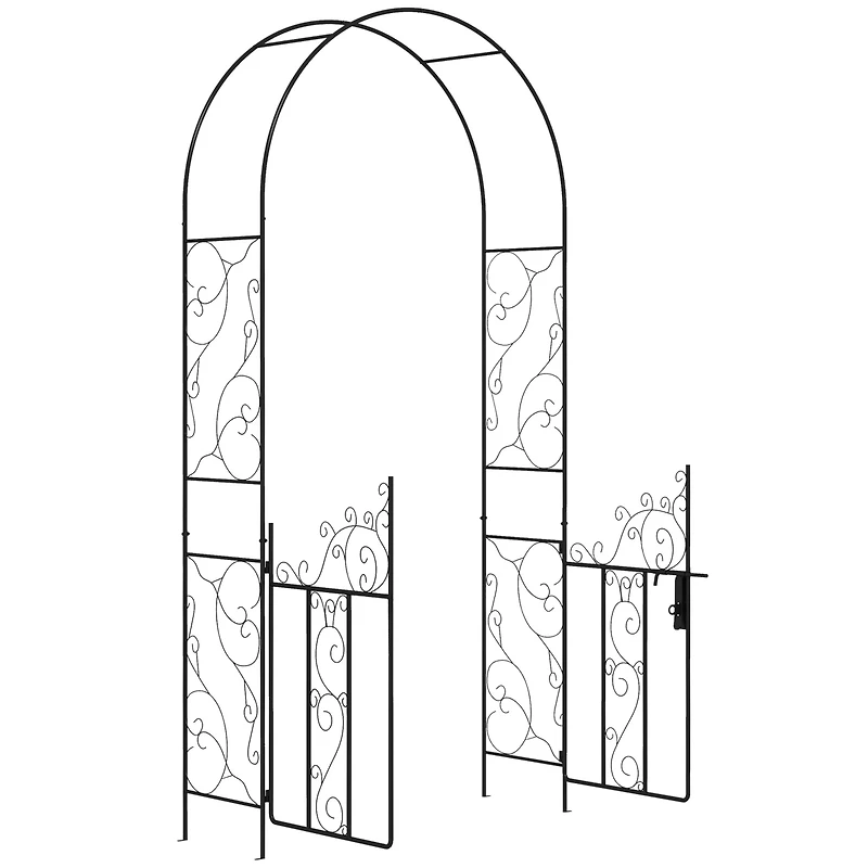 Elegant Metal Garden Arch with Gate for Gardening and Events