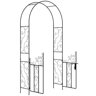 Elegant Metal Garden Arch with Gate for Gardening and Events