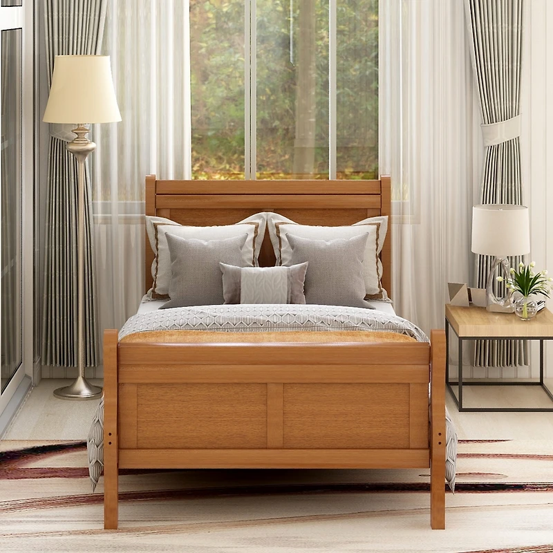 Streamdale Twin Platform Wood Sleigh Bed Frame with Headboard