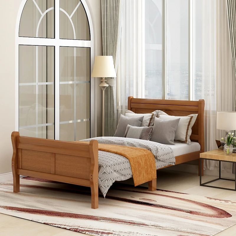 Streamdale Twin Platform Wood Sleigh Bed Frame with Headboard