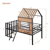 Streamdale Metal Twin Loft Bed With Roof, Window, Guardrail, Ladder