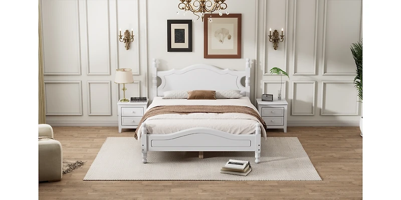 Streamdale Retro Platform Bed with Wooden Slat Base