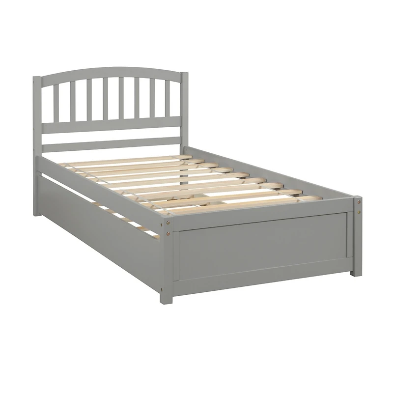 Streamdale Twin Platform Bed Wood Frame With Trundle