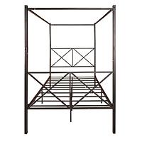 Simplie Fun Metal Canopy Bed Frame, Platform Bed Frame With X Shaped Frame Full