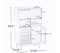 Streamdale Modern White Wine Cabinet with Glass Door and Removable Racks