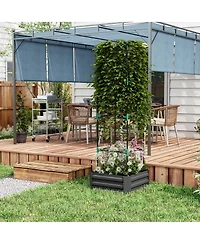 Streamdale Furniture Galvanized Steel 24" x 24" Raised Garden Planter with Tomato Trellis and Bottomless Design