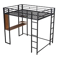 Streamdale Full Metal Loft Bed With 2 Shelves And One Desk